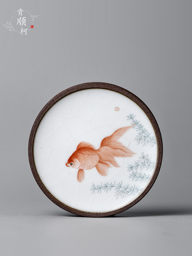 Jingdezhen cover rear cover bracket pure manual your up coasters hand - made goldfish ceramic pot pad kung fu tea accessories