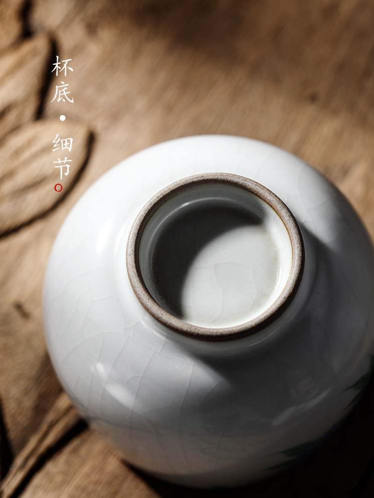 Your up master kung fu tea cup single CPU jingdezhen checking sample tea cup single ceramic hand - made hydrangeas cup