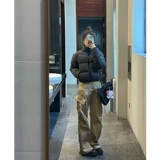 Короткий черный зимний ретро пуховик с пухом, куртка, высокая талия, увеличенная толщина