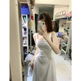 Ретро платье, небольшой дизайнерский корсет без рукавов, белая длинная юбка, французский ретро стиль, тренд сезона