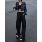 Ретро джинсовая короткая осенняя куртка, сексуальные наплечники