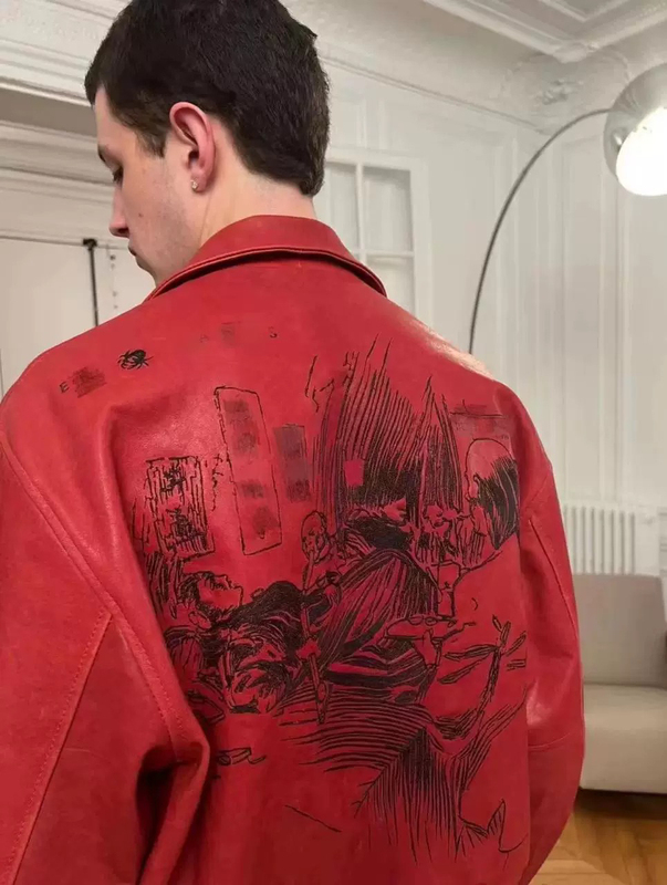 In-Stock New Product Erd Melancholic Rich Second-Generation Custom-Dyed Large Smoke-Dyed Cleanfit Trendy ins Leather Jacket