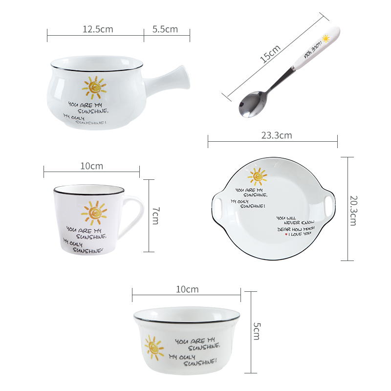 Little breakfast set ceramic bowl with the ear creative contracted bowl dessert plate afternoon tea set