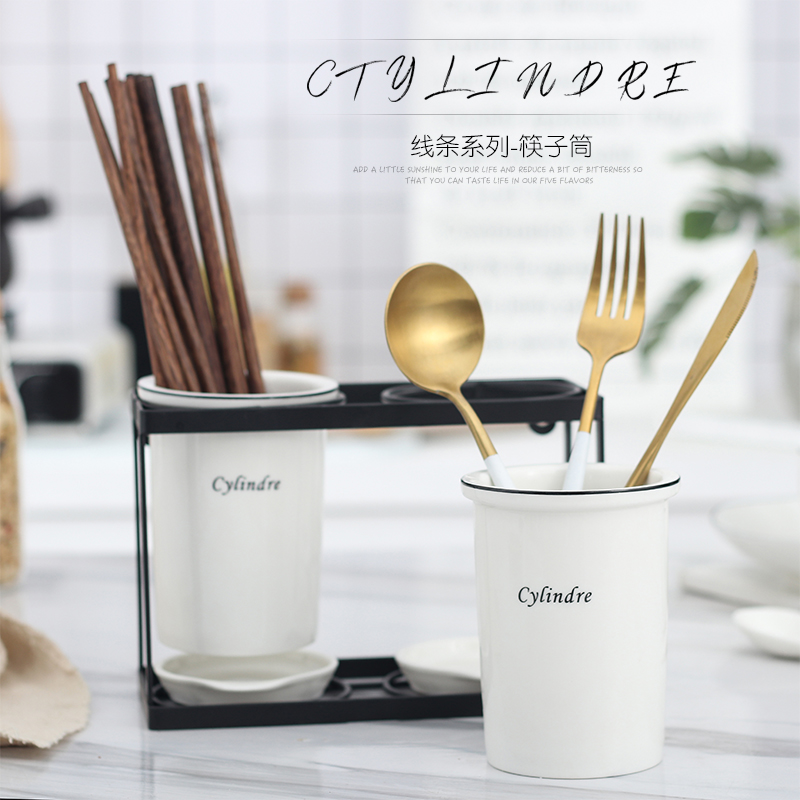 Ceramic household chopsticks chopsticks tube cutlery boxes portable drop tube box of northern shelf chopsticks box ins of the wind