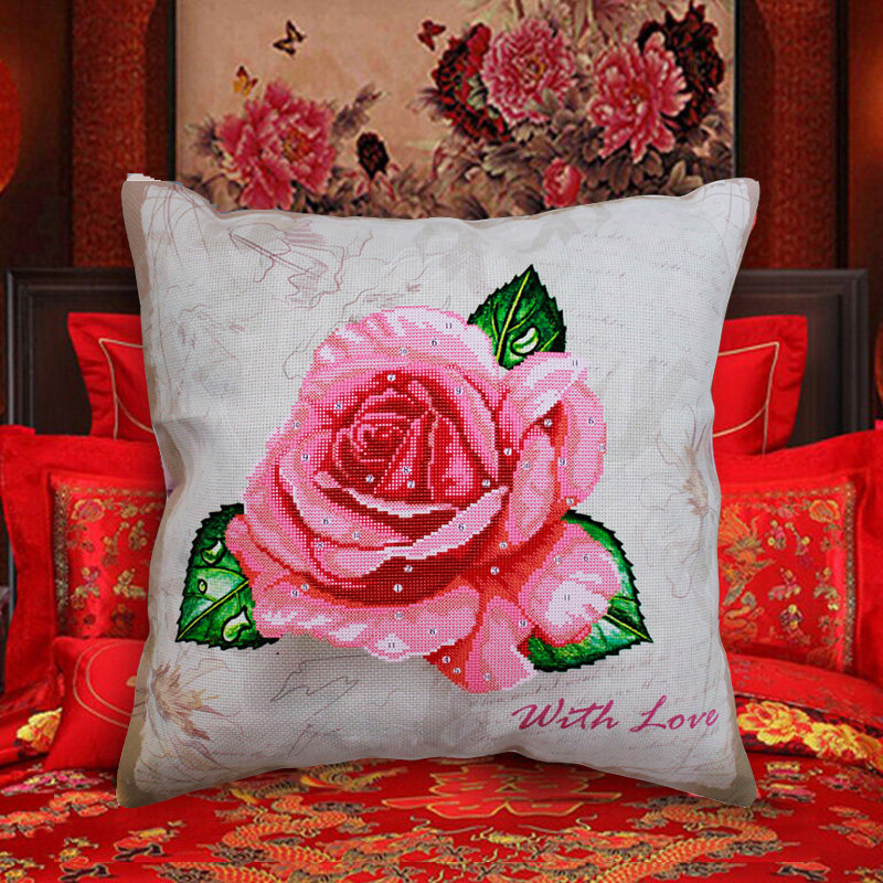2022 New Married Couple Cross Embroidered Pillow Cover in a New Married Car Sitting Car