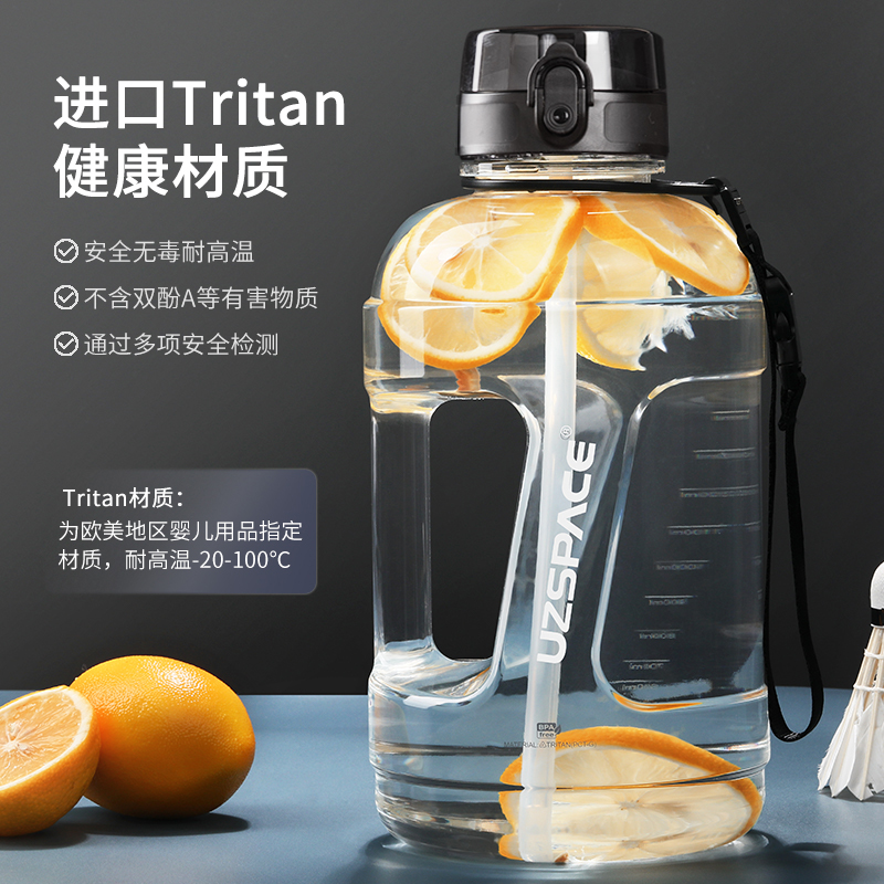 Extra capacity 2000ml cup 2L fitness food class tonne bucket plastic summer cup for men and women