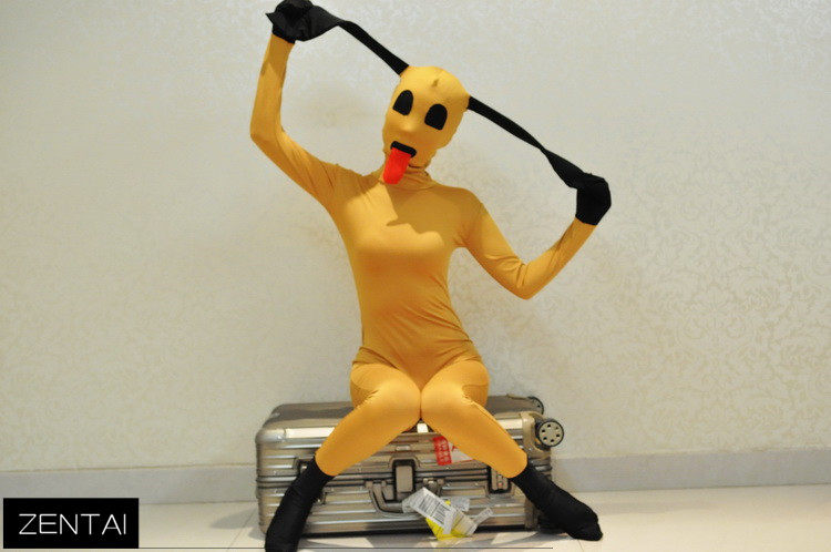 Cute yellow dog Lycra full wrap bodysuit jumpsuit ZENTAI can be made to order