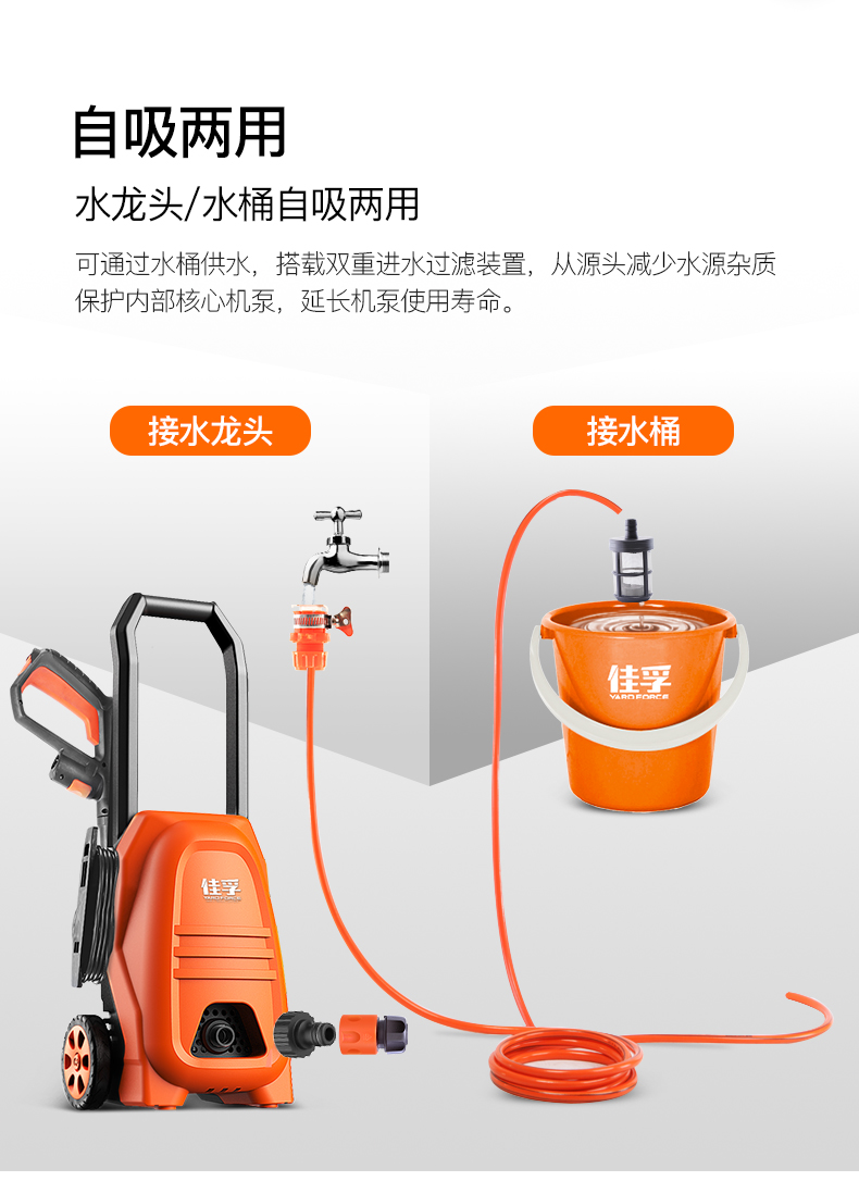 佳孚  家用高压洗车清洗机 自吸两用 图3