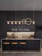 Light Luxury All-Copper Restaurant Crystal Chandelier, Modern Minimalist Creative Personality Bar Counter Dining Room Table Long Designer Lamp