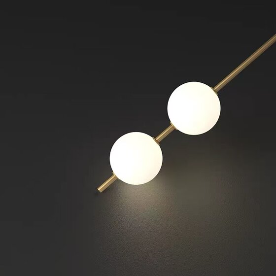Nordic Light Luxury All-Copper Staircase Chandelier Duplex Loft Modern Minimalist Round Ball Long Chandelier Living Room Lamp