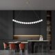 All-Copper Restaurant Bar Island Chandelier, Modern Minimalist Light Luxury Cream Style Pearl String Long Strip Creative Personality Lighting Fixture