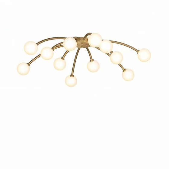 Nordic Light Luxury All-Copper Living Room Ceiling Light, Modern Minimalist and Elegant Bedroom Study Glass Lamp, Fashionable Magic Bean Lighting Fixture