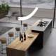 All-Copper Restaurant Bar Island Chandelier, Modern Minimalist Light Luxury Cream Style Pearl String Long Strip Creative Personality Lighting Fixture