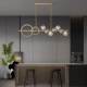 Modern Minimalist All-Copper Dining Room Chandelier, Creative and Unique Crystal Ball Long Strip Light, Light Luxury Dining Table Bar Island Chandelier