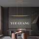 Simple All-Copper Restaurant Chandelier, Italian-Style Personalized Leaf-Shaped Linear Light, Light Luxury Island Bar Tea Room Chandelier