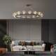 Postmodern Light Luxury All-Copper Crystal Chandelier for Living Room and Dining Room, Simple Round Lamp for Bedroom and Study