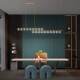 All-Copper Light Luxury Crystal Dining Room Chandelier Modern Minimalist Long Strip Nordic Bar Office Lighting Fixtures