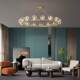 Postmodern Light Luxury All-Copper Crystal Chandelier for Living Room and Dining Room, Simple Round Lamp for Bedroom and Study