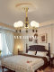 American Retro All-Copper Vintage-Style Living Room Chandelier, French-Style North American Walnut Wood Bedroom Study Solid Wood Lighting Fixture