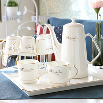 Household water cup set Cup cup ceramic living room tray Water European light luxury Teacup Bone China kettle gift box