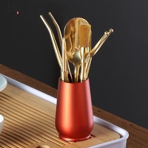 Brass tea ceremony six gentlemen set Zen Kung Fu tea set accessories Tea washing tea knife Six gentlemen tea set supplies