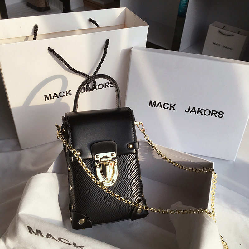 Hong Kong MackJakors leather mini bag female 2022 new retro box all-match oblique phone bag