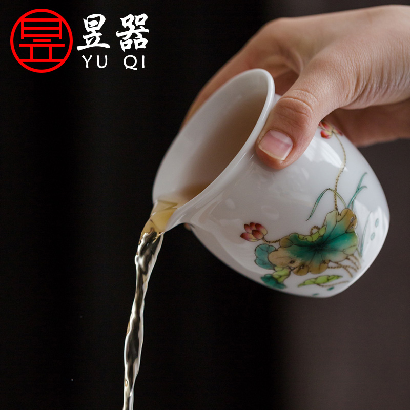 Yu ware jingdezhen ceramic hand - made pastel tureen suit jade mud of a complete set of tea cups kung fu tea gift box packaging