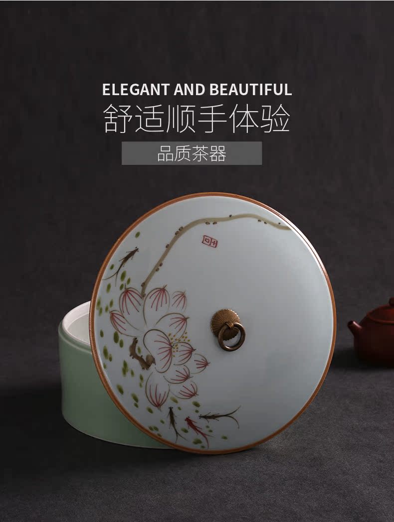 Yu ware jingdezhen hand - made ceramic tea pot puer tea tea cake box to receive storage and large tea to wash