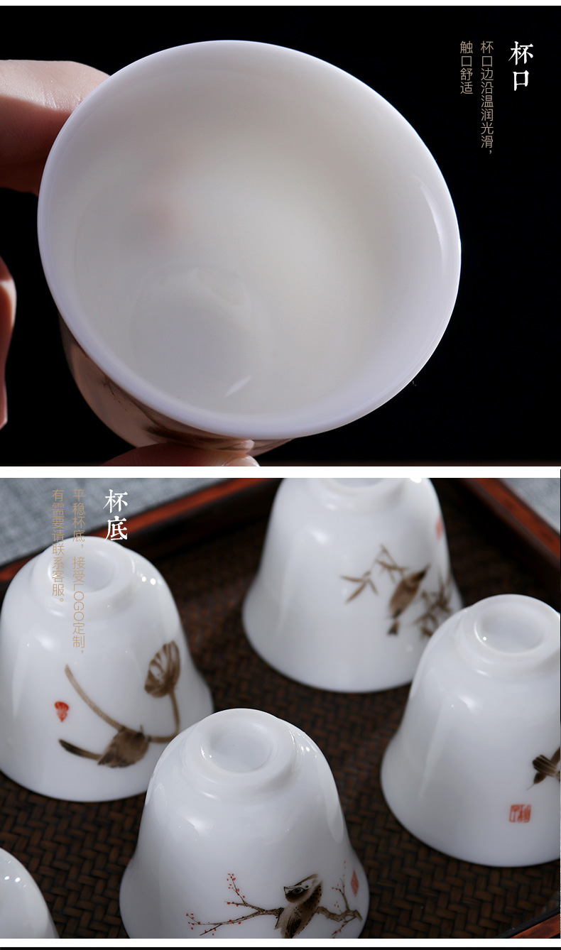 Yu ware jingdezhen ceramic white porcelain sample tea cup cup pay-per-tweet butterfly decals master cup personal single cup suit