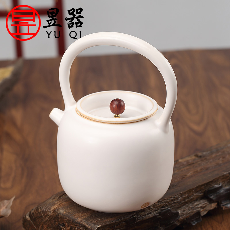 Jingdezhen white pottery teapot the yu, the electric TaoLu boiled tea tea kettle household girder of black pottery pot of kung fu tea set