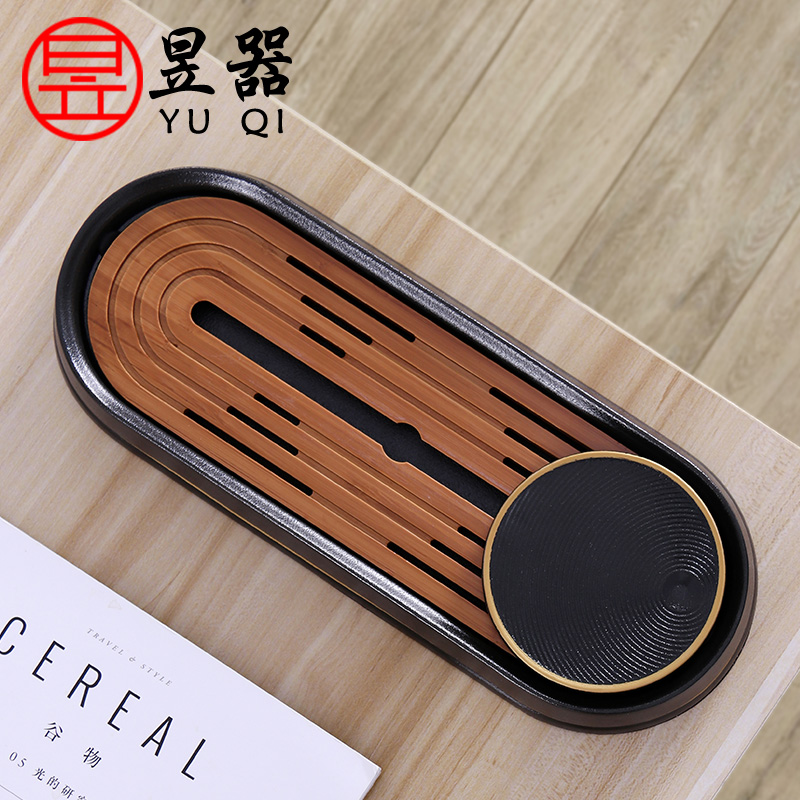 Yu device ET rotating embedded ceramic tea set tray bamboo tea tray was travel small household dry sea mercifully tea table