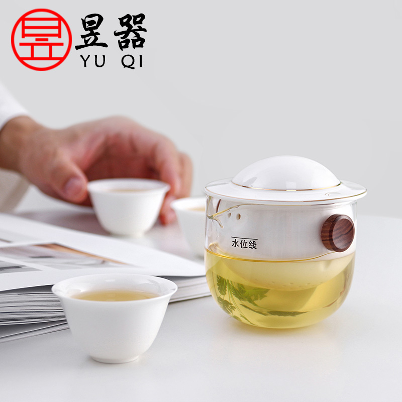 Yu machine ET ceramic rotating crack a pot of three work travel kung fu tea set is suing the car make tea