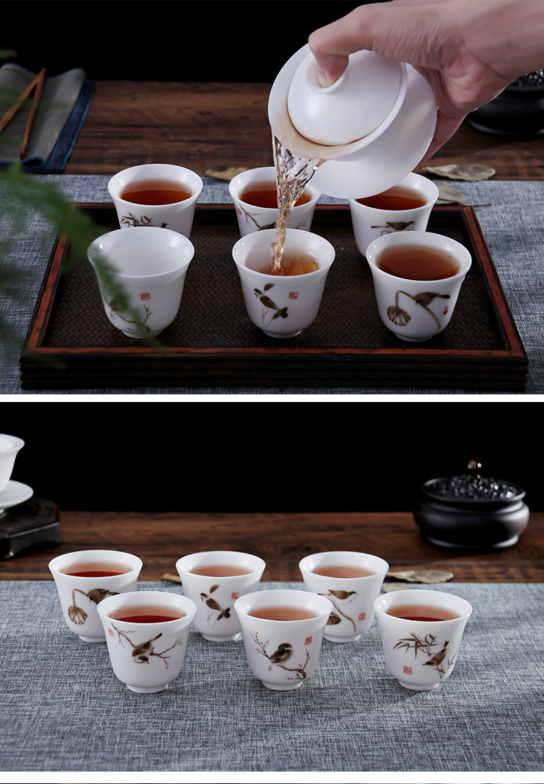 Yu ware jingdezhen ceramic white porcelain sample tea cup cup pay-per-tweet butterfly decals master cup personal single cup suit