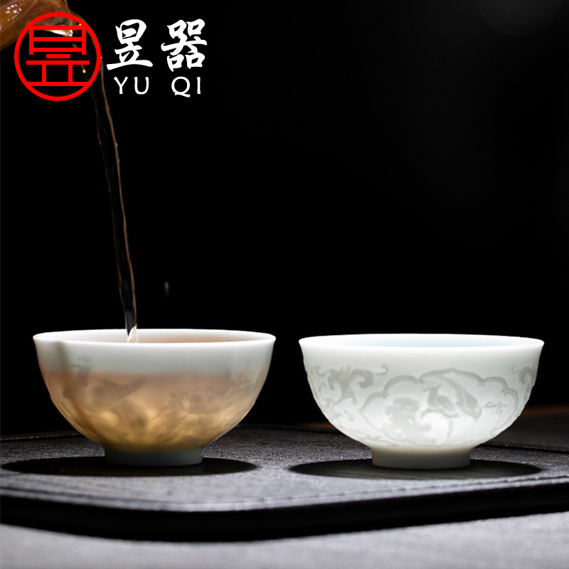 Yu ware jingdezhen ceramic cups hand - carved phoenix pay-per-tweet sample tea cup masters cup kung fu tea cups
