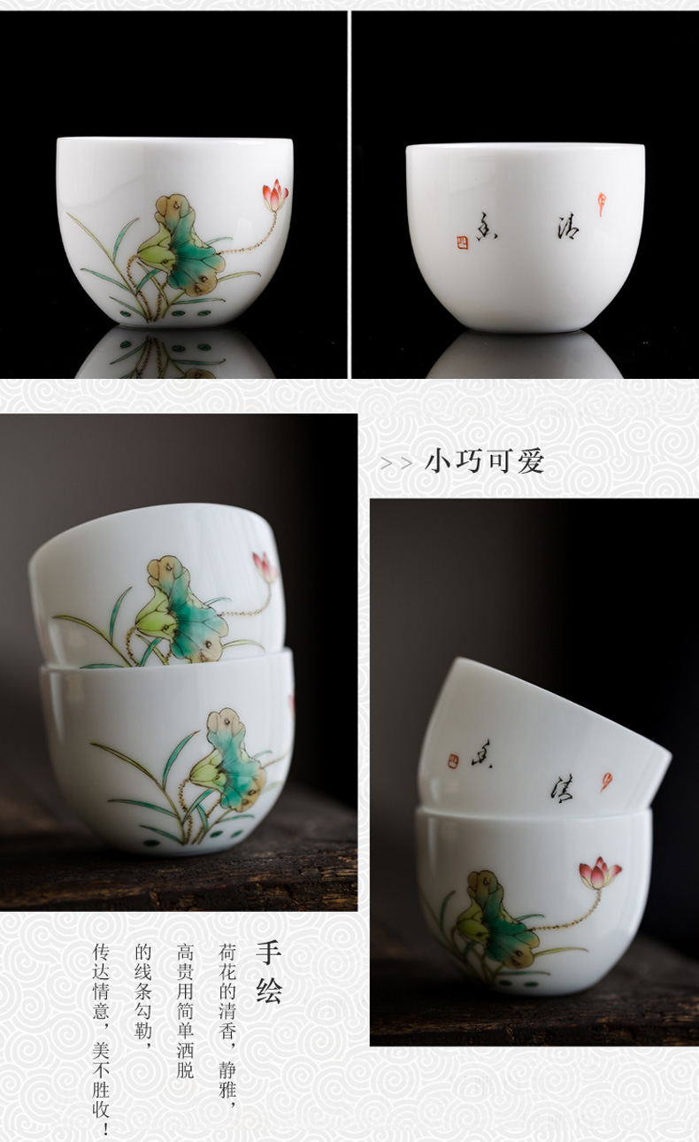 Yu ware jingdezhen ceramic hand - made pastel tureen suit jade mud of a complete set of tea cups kung fu tea gift box packaging