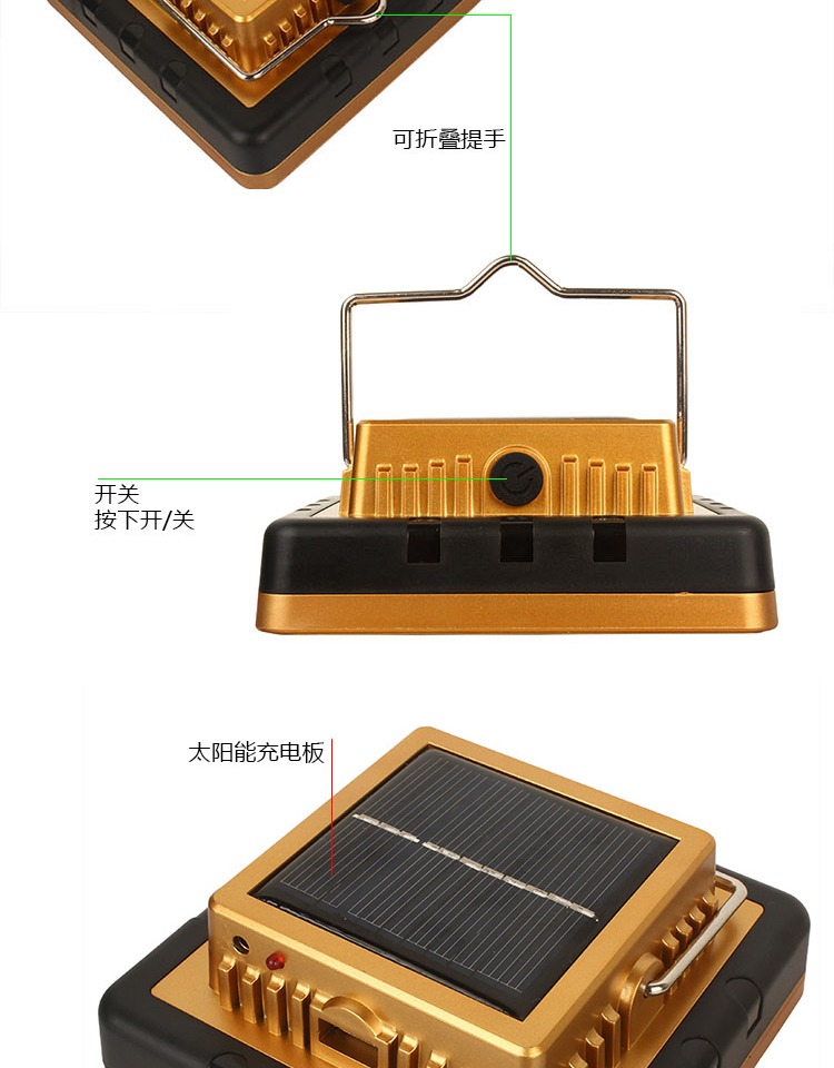 Đèn LED năng lượng mặt trời Đèn cắm trại ngoài trời Ánh sáng cắm trại Đèn lồng cắm trại khẩn cấp Đèn chiếu sáng ngoài trời có thể sạc lại đèn pin đội đầu siêu sáng