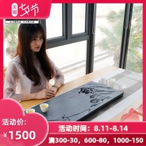 Zhixintang Masters work Handmade natural black gold stone tea tray Whole black gold stone tea table large tea sea household