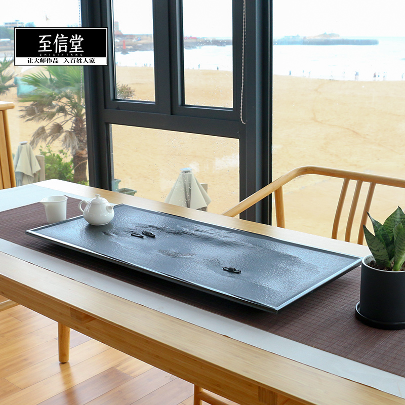 Master Xin Xitang handmade whole piece of natural Wujin Stone tea tray Stone tea table home dry foam kung fu tea set