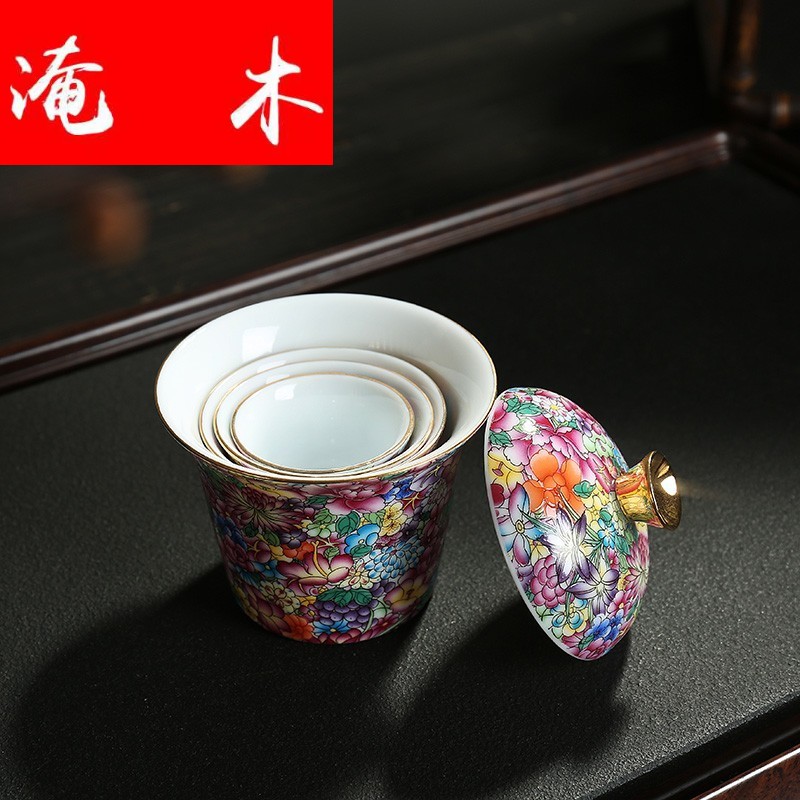 Submerged wood creative tureen tea flower is a pot of gold base three cups porcelain crack cup travel suit cups