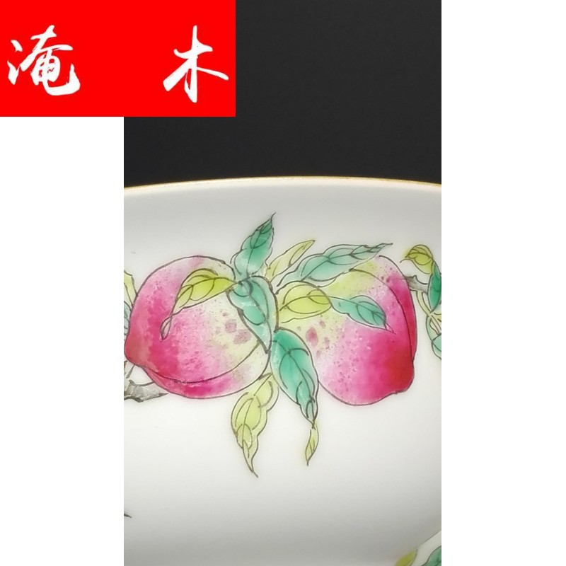 Flooded jingdezhen porcelain all hand empresa pastel peach wood grain three to live long and proper tureen sample tea cup high - grade tea