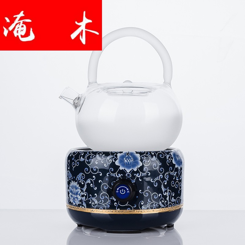 Submerged wood high - temperature flower pot boil tea heat - resistant kung fu tea set the side the glass pot of tea, the electric TaoLu