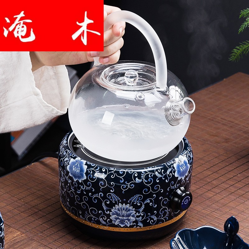 Submerged wood high - temperature flower pot boil tea heat - resistant kung fu tea set the side the glass pot of tea, the electric TaoLu