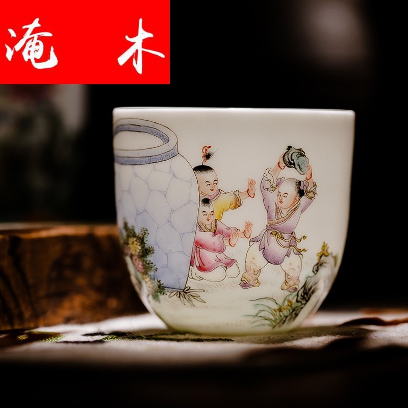 Submerged wood jingdezhen porcelain enamel boutique hand - made ceramic sample tea cup tea sets kung fu tea cups in hand