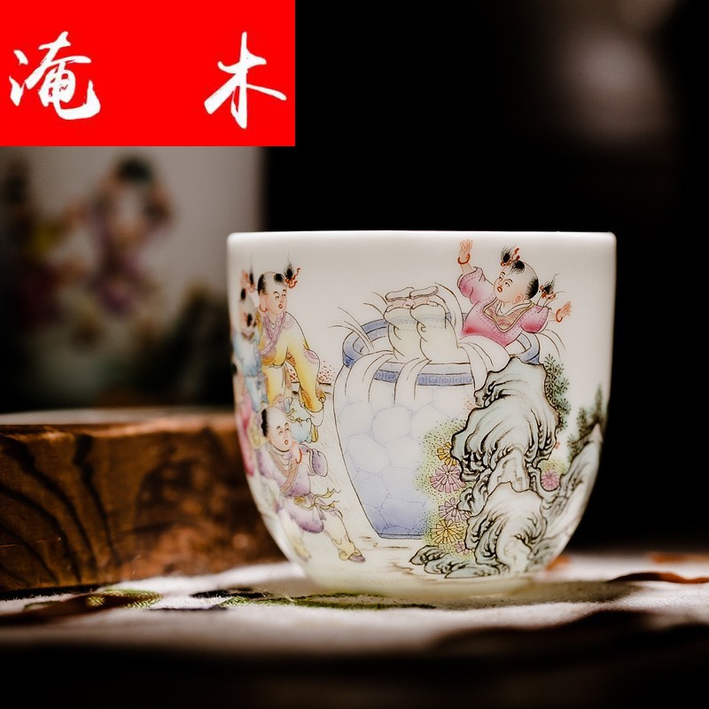 Submerged wood jingdezhen porcelain enamel boutique hand - made ceramic sample tea cup tea sets kung fu tea cups in hand