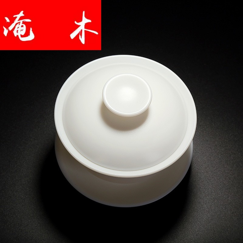 Flooded wood dehua white porcelain only three tureen tea sets jade porcelain tea light ceramic process large kung fu tea pu cover