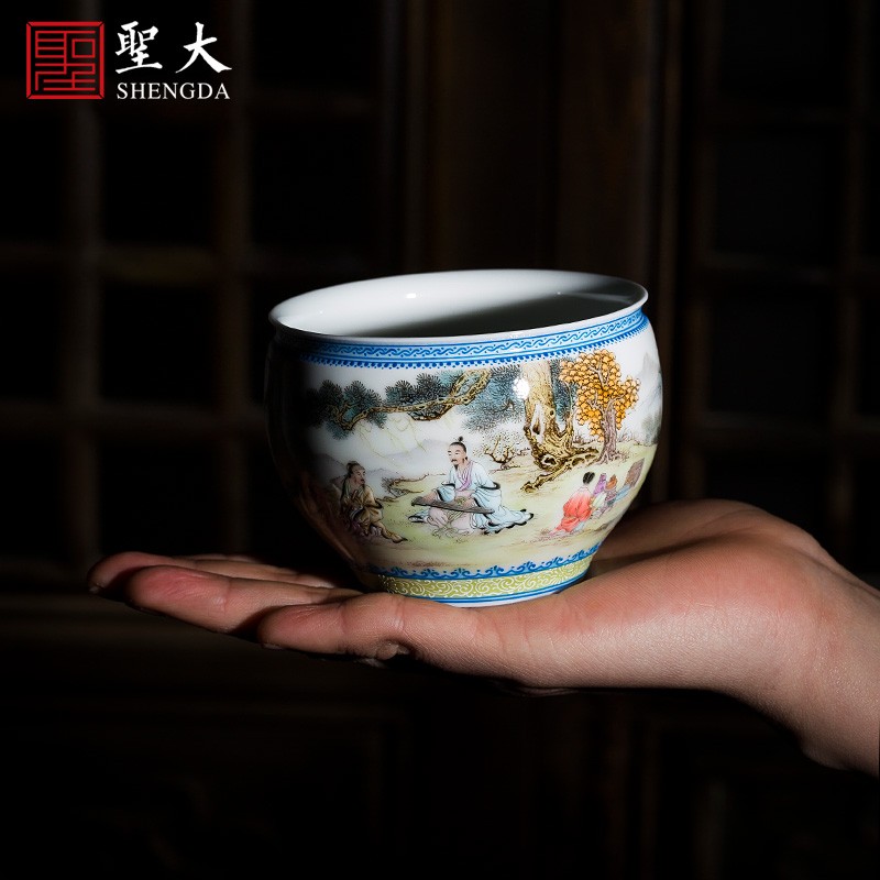 Submerged wood master kung fu tea cup hand - made pastel chart beam sample tea cup expressions using manual of jingdezhen tea service
