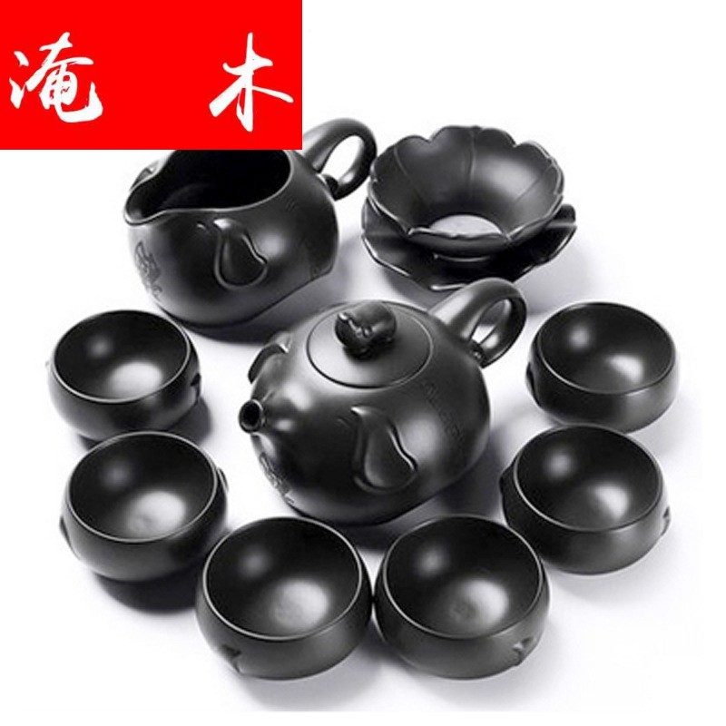 Submerged wood, ceramic purple kung fu tea set household yixing tea tea tureen of a complete set of the teapot gift boxes