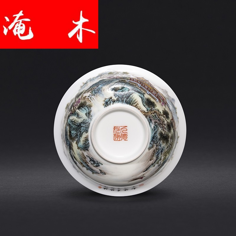 Submerged wood jingdezhen porcelain enamel landscape only three tureen kung fu tea bowl tea cup