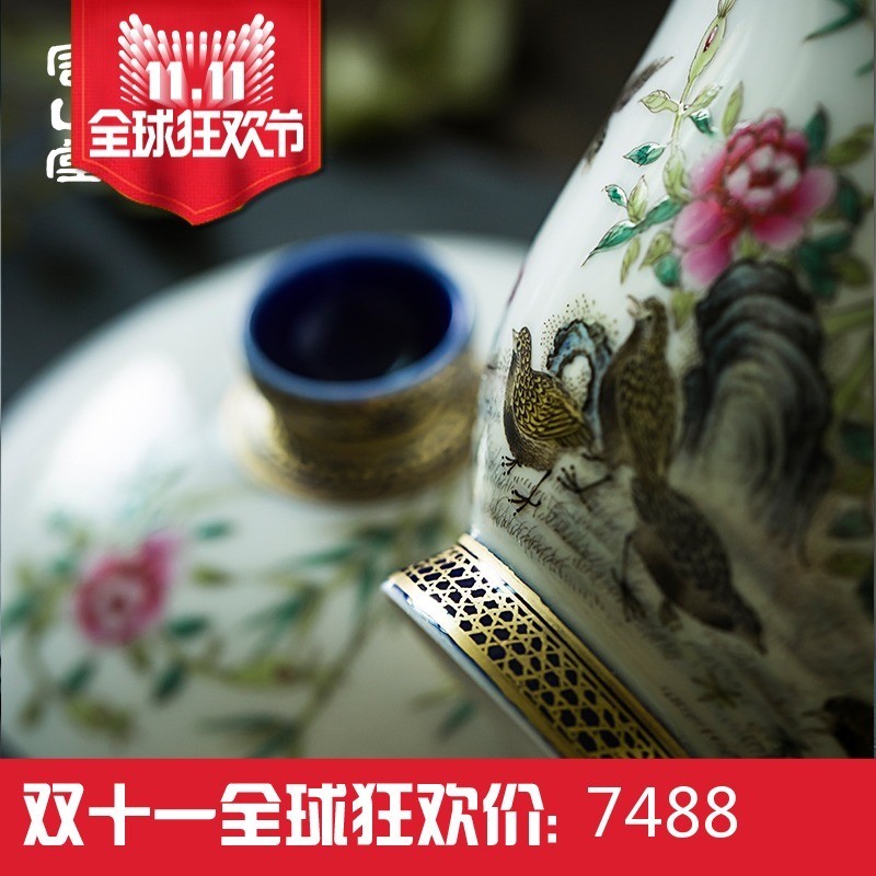 Submerged wood capacity up enamel tureen of jingdezhen ceramics manual colored enamel paint three bowl hand - made tea set