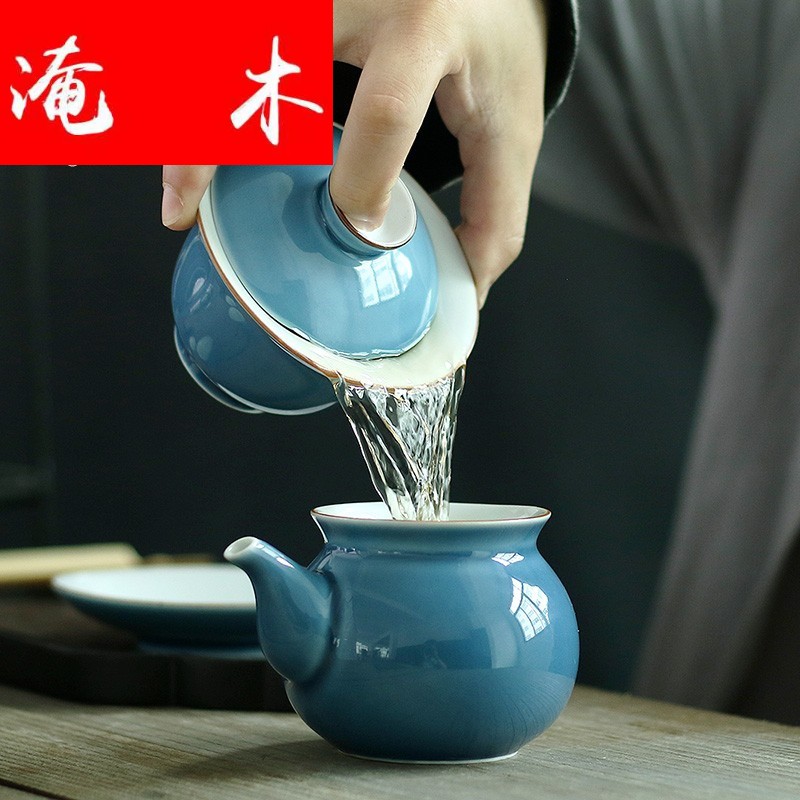 Submerged wood ji the qing three it tureen pea green, ji blue purple ceramic kung fu tea tea bowl expressions using three tureen